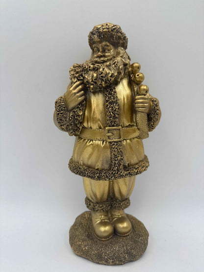 Antique Gold Resin Santa's-Set of 2