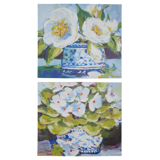 31.5" White Floral in Chinoiserie Wall Art
