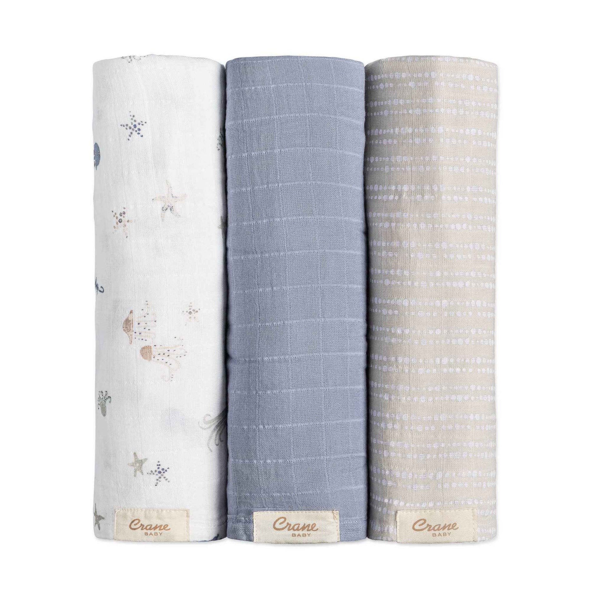 Crane Baby - Cove 3-pc. Swaddle Set (Sea Life)