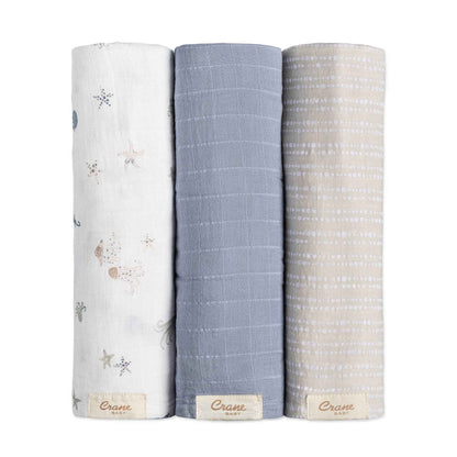Crane Baby - Cove 3-pc. Swaddle Set (Sea Life)