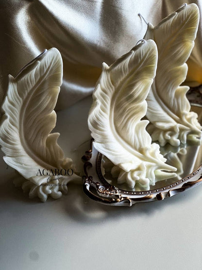 Huge Feather Candle 9.5x5in - Flowers