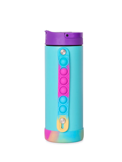 Fidget Strap Kids Stainless Bottle 14oz Blue Tie Dye