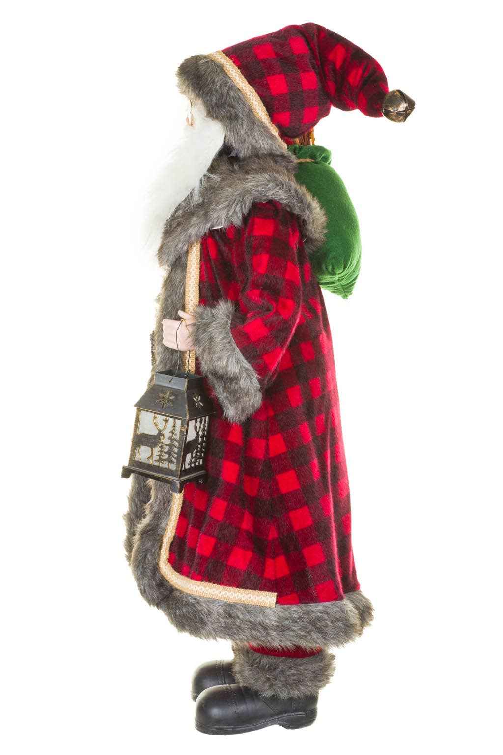 Red/Gray Dramatic Santa Figure Holding Lantern