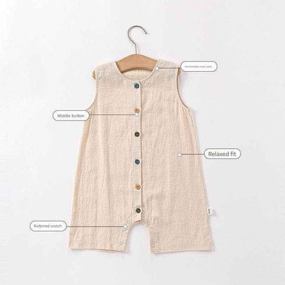 Baby summer sleeveless breathable cotton jumpsuit: Apricot vest shorts / 66(3-6M）
