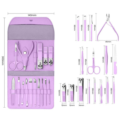 The American Gift Company (TAGCO) - Set profesional de manicura y pedicura de acero inoxidable de 16 piezas