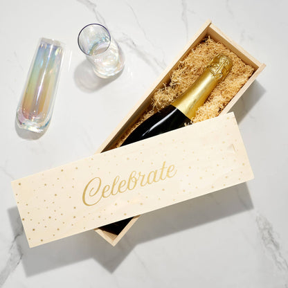 Starlight 1 Bottle Gold Accented Wood Gift Box Celebrate