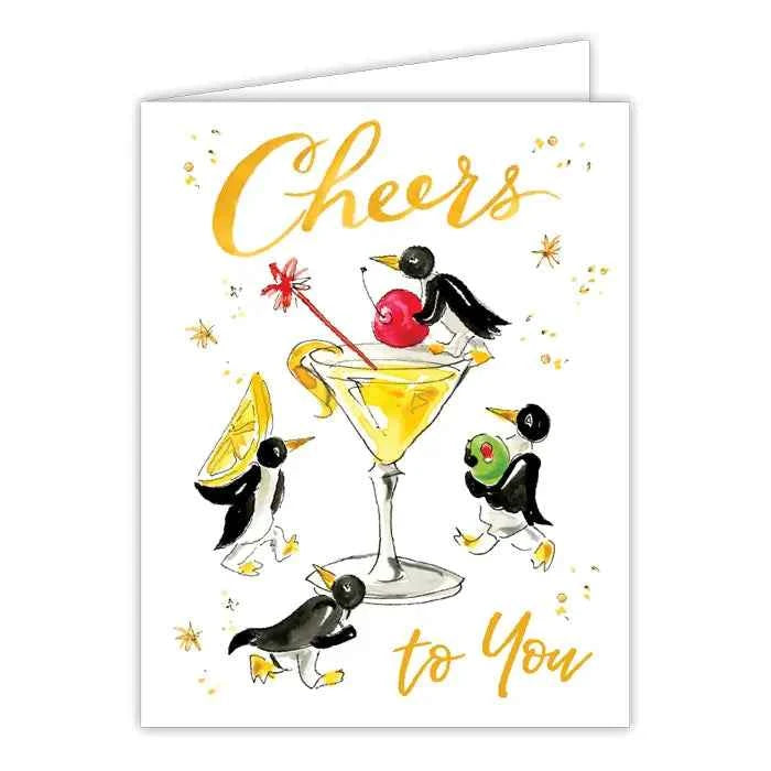 Cheers Tipsy Penguins Greeting Card
