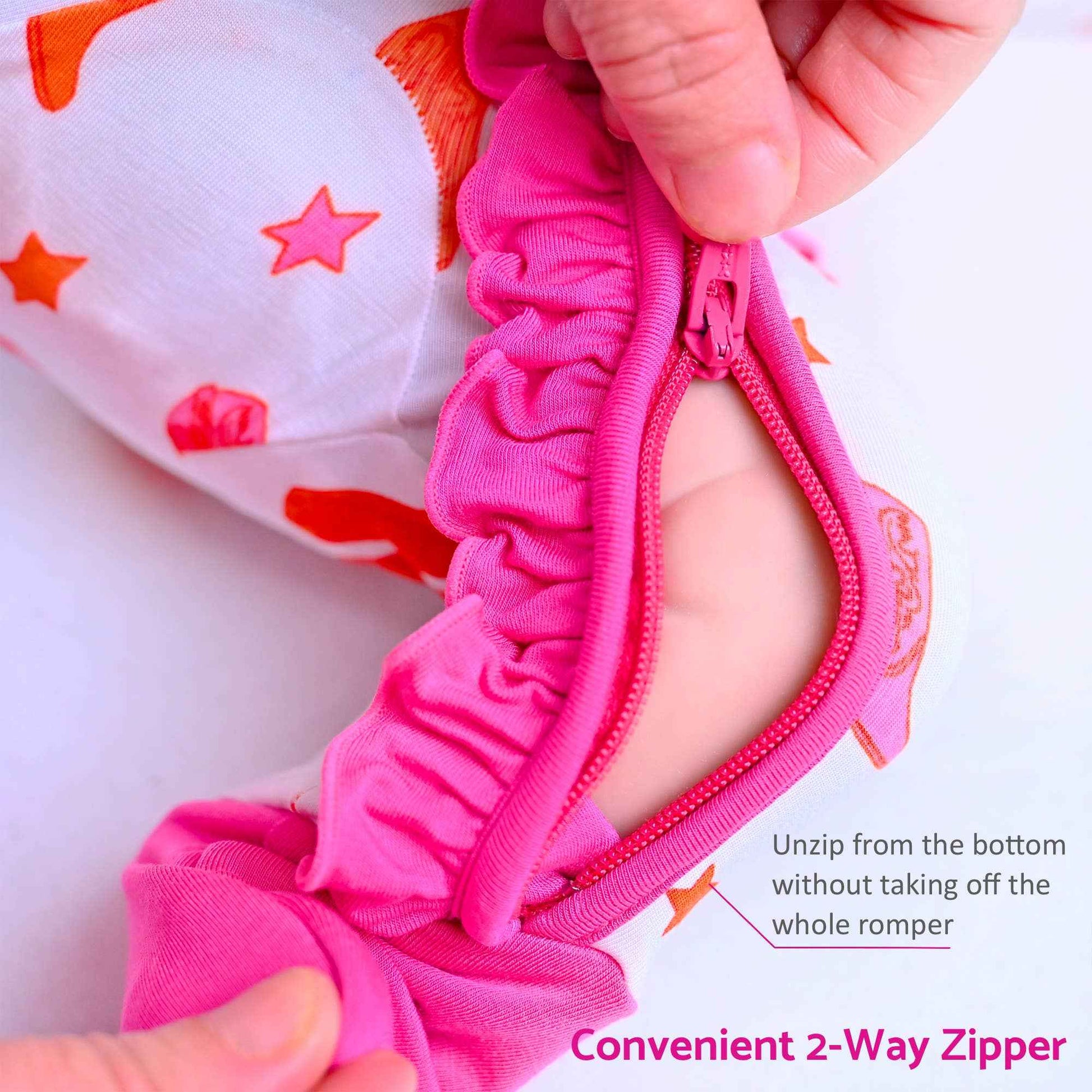 LollyBanks - Bamboo Baby Convertible Ruffle Zipper Pajamas - Cowgirl Boot