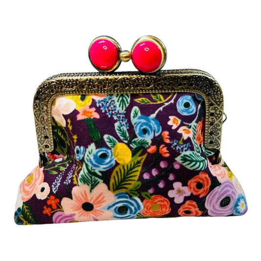 Mini Clutch Coin Purse - Petite Floral Plum