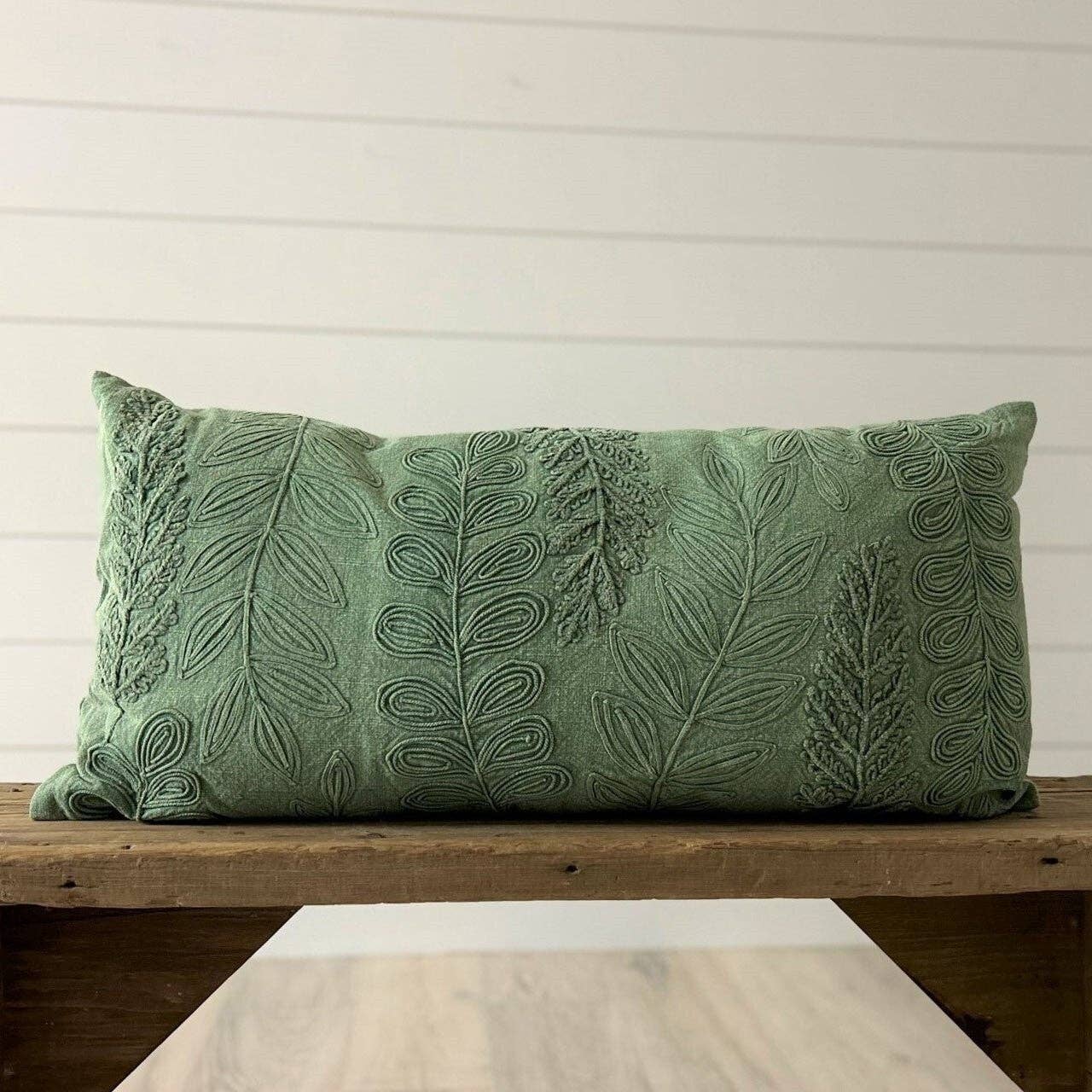 Pillow - Green Stonewash Leaf