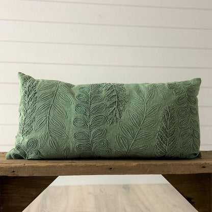 Pillow - Green Stonewash Leaf