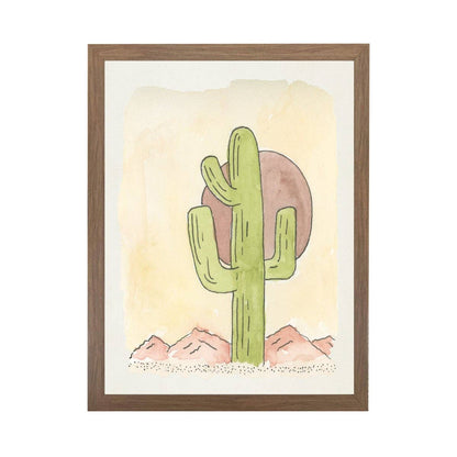 Watercolor Western Scene With Cactus