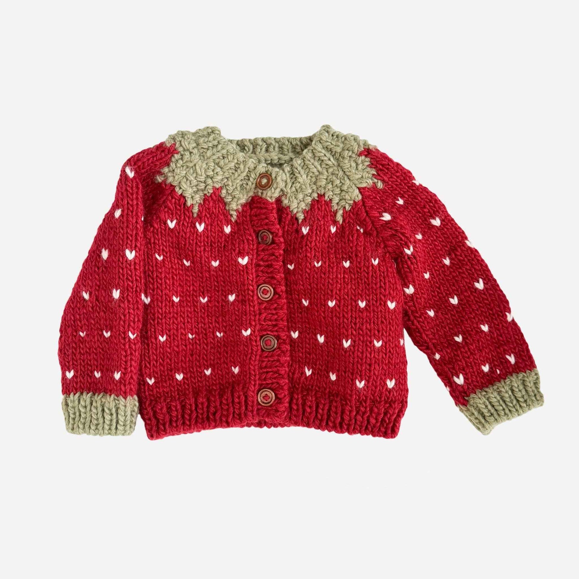 Strawberry Cardigan Baby Kids Sweater Winter Girls Clothing: Red / NB 0-6m