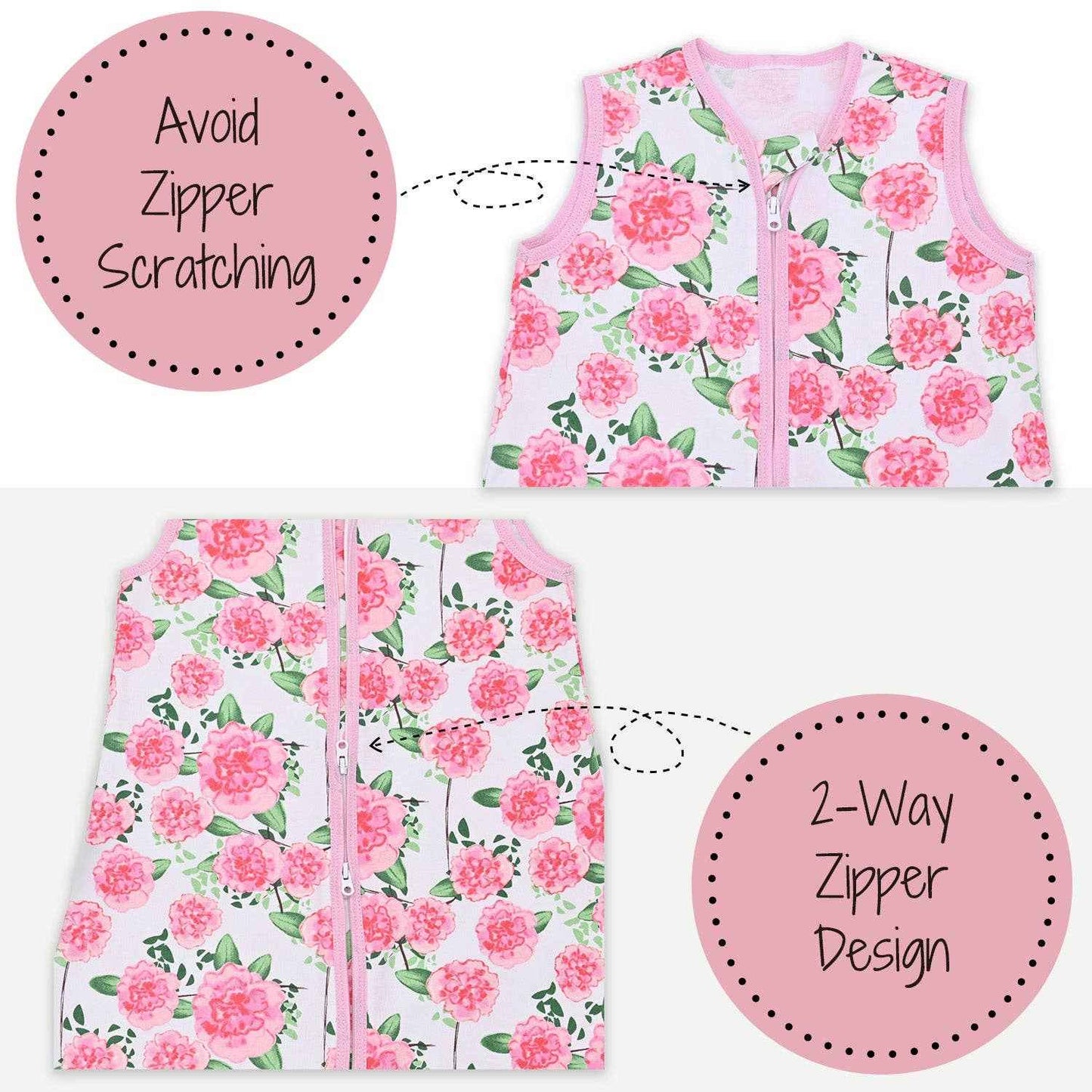 LollyBanks - Pretty in Peony Baby Sleep Sack, 100% Organic Cotton