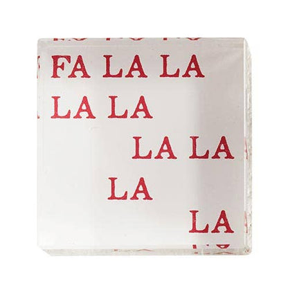 2" Fa La La Sq Lucite Block