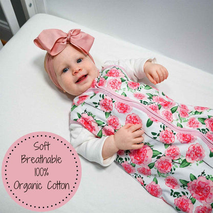 LollyBanks - Pretty in Peony Baby Sleep Sack, 100% Organic Cotton