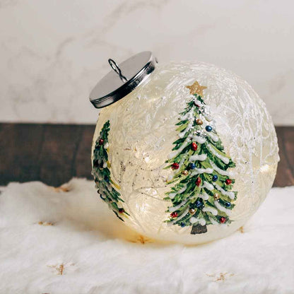 Christmas Trees Ornament Crackle Glass LED Holiday Lights