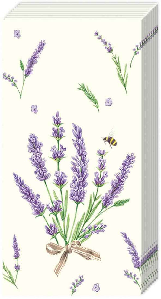 Pocket Tissues Pack of 10 Bouquet of Lavender Cream
