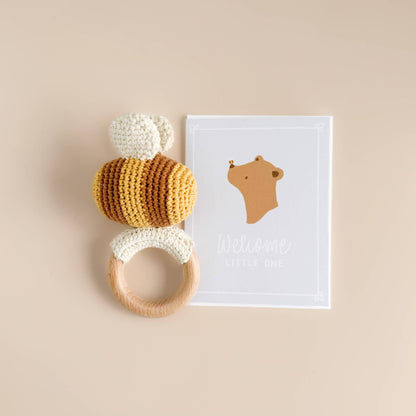 Cotton Crochet Rattle Teether Bee Spring Summer Baby Toy