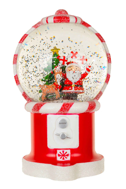 NEW-Red Santa's Gumball Machine Snow Globe