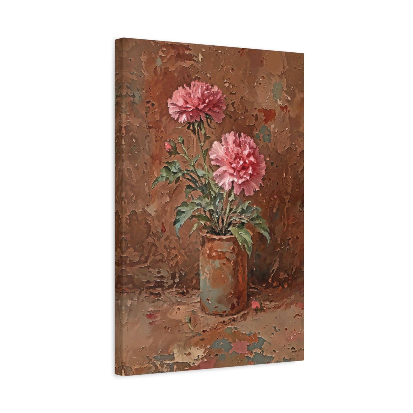 Rustic Pink Carnations Canvas Wall Art Floral Decor