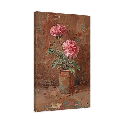 Rustic Pink Carnations Canvas Wall Art Floral Decor