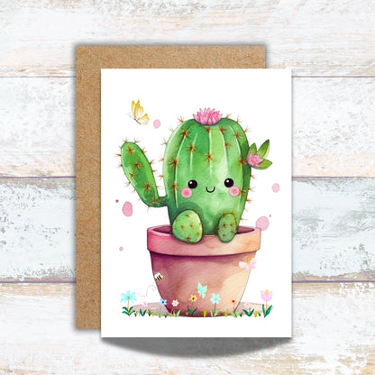 Happy Birthday Cute Succulent Watercolor Greeting Card