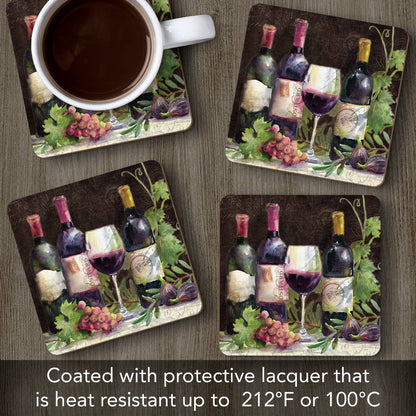 Cala Home Rustic Wine Boxed Hardboard Coaster 4pk