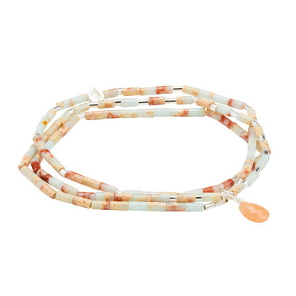 Teardrop Stone Wrap Aqua Terra/Sunstone/Silver - Peace