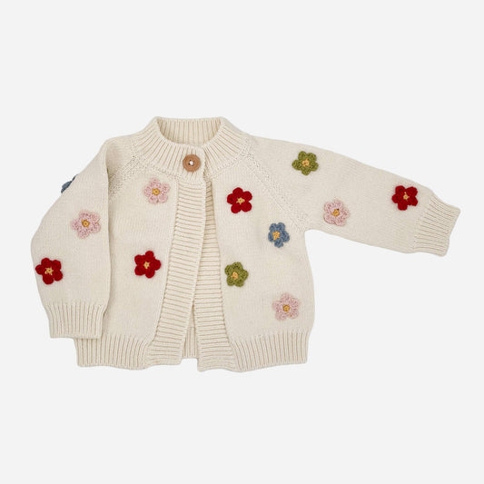 Cotton Flower Cardigan : 0-6m