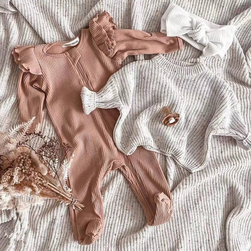 Baby Girl Cotton Romper - White