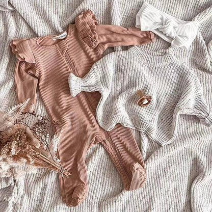 Baby Girl Cotton Romper - White