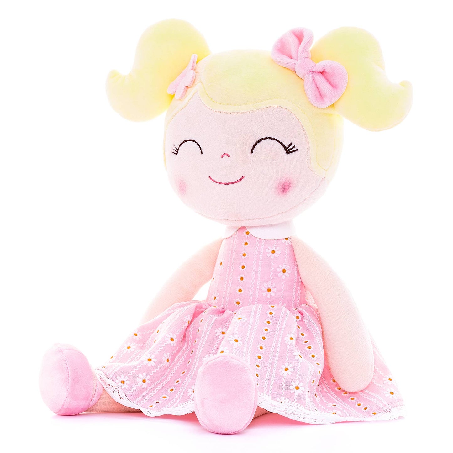 Light Pink Plush Doll With Blonde Hair