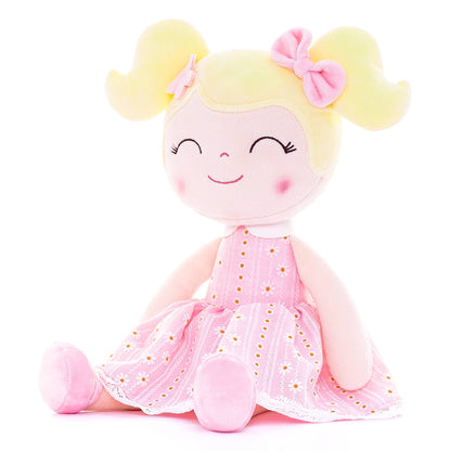 Light Pink Plush Doll With Blonde Hair