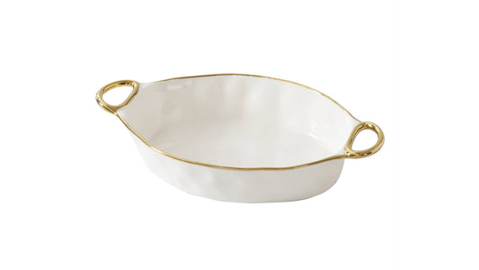 Oval Baking Dish Gold Trim