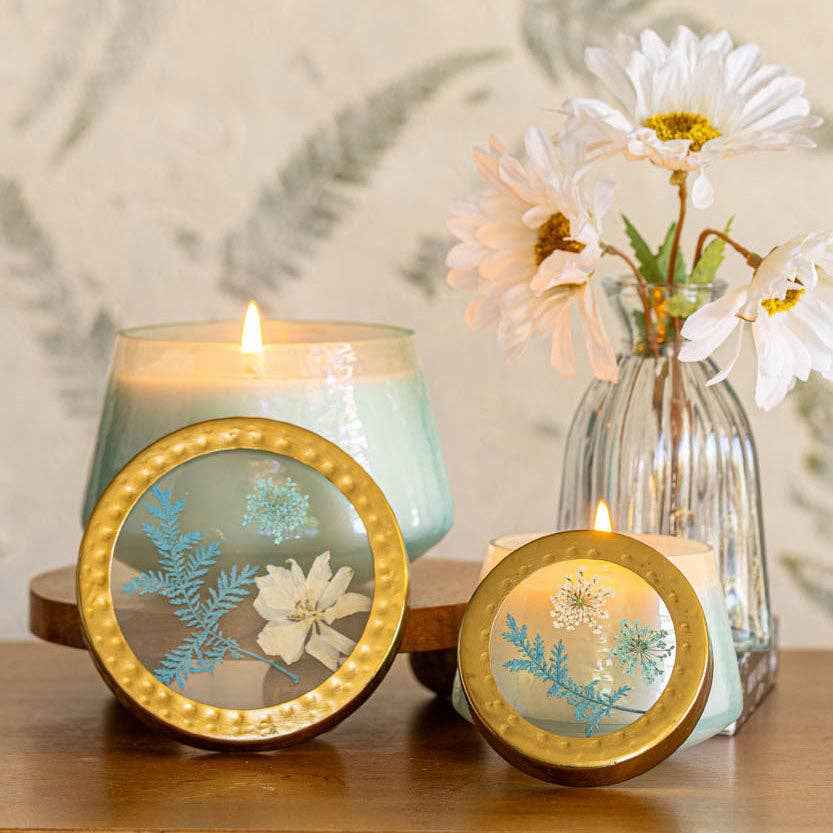 Petite Watercolor Pressed Floral Candle - Pacific Coast