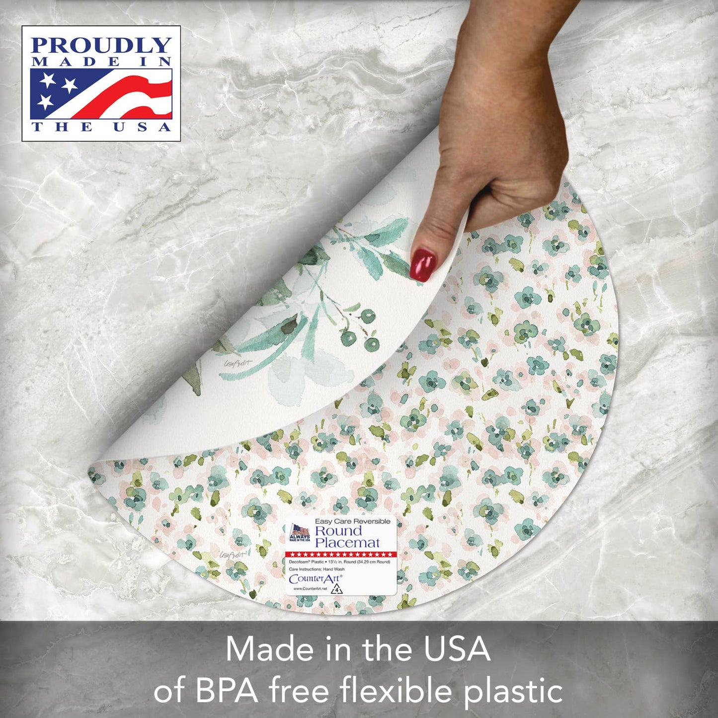 Mint Crush" Round Reversible Plastic Placemat
