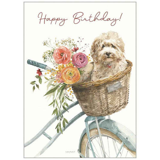 Legacy - Puppy In Bike Basket - Faith Birthday Card