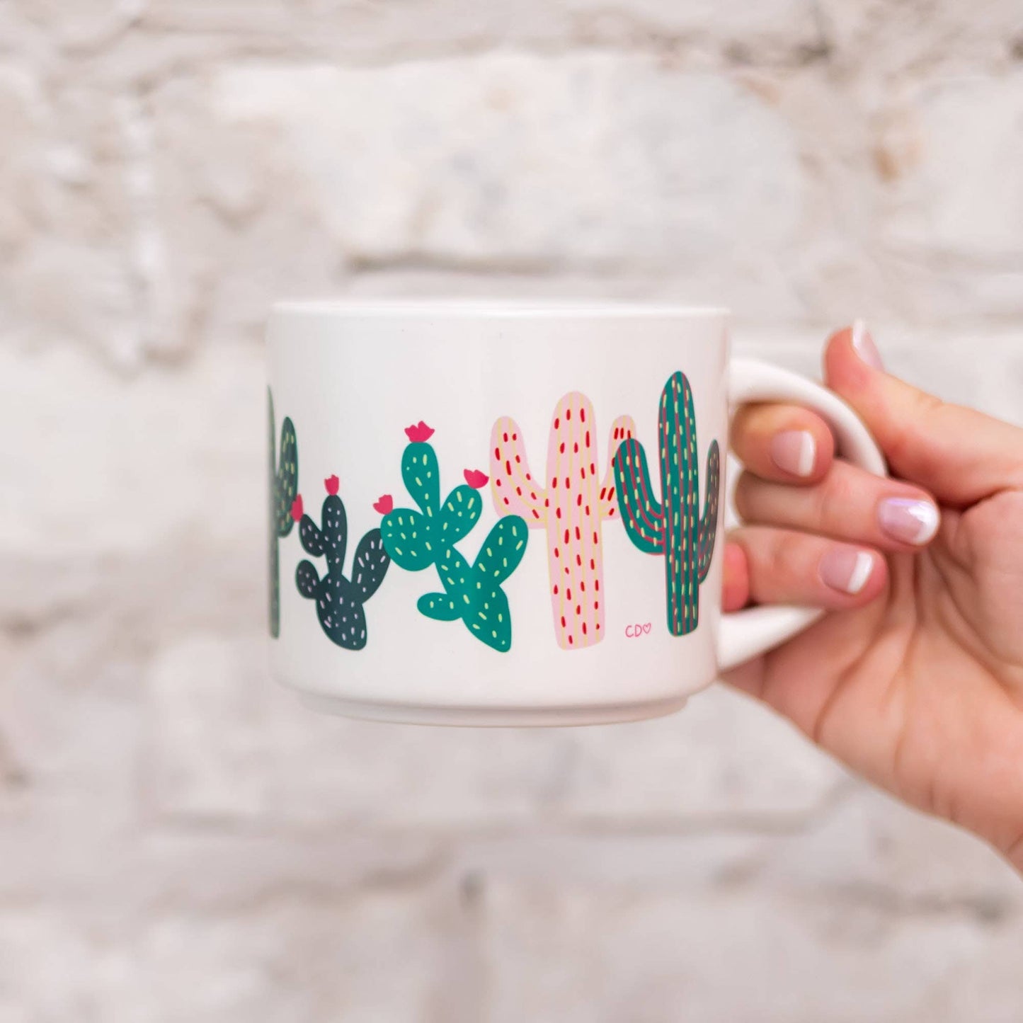 Cacti Ceramic Mug - Cream