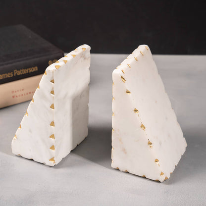 Gold Border Triangle Bookends (2 pc)