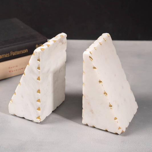 Gold Border Triangle Bookends (2 pc)