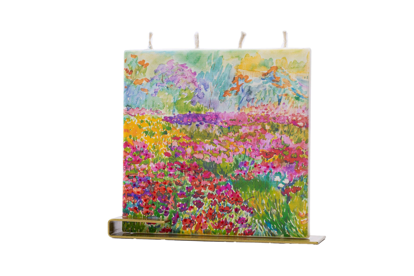 Flat Handmade Candle-Square Colorful Field of Wildflowers
