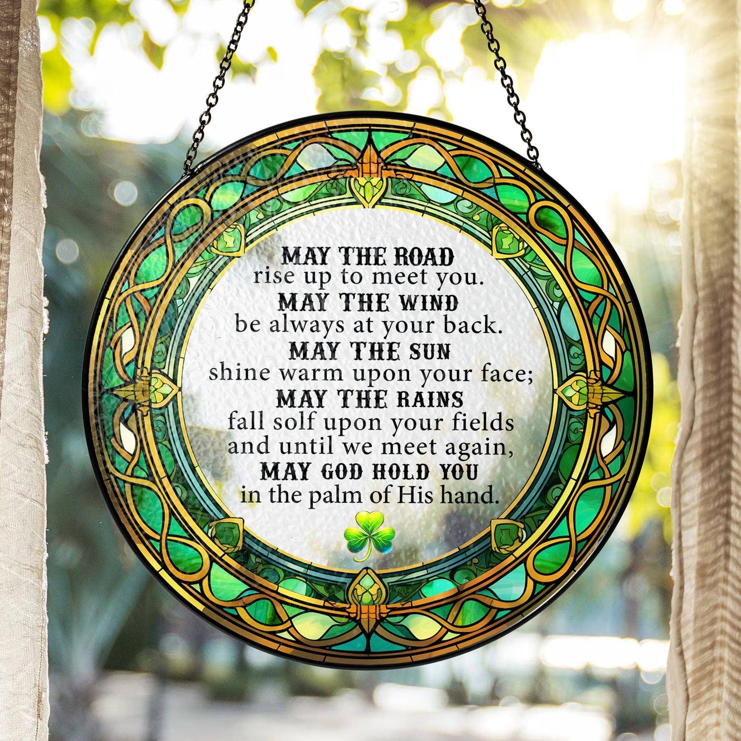 Irish Blessing Stained Glass Suncatcher, Gift for Home