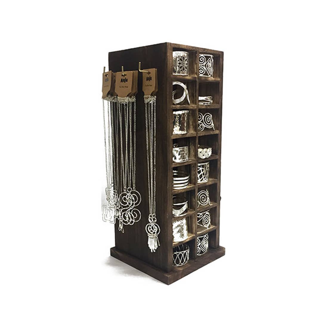 Brown All-In-One Four Sided Wooden Spinner Display