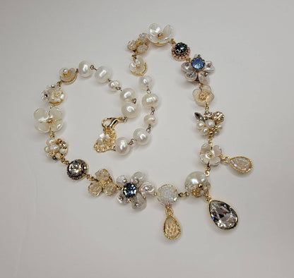 Handmade Necklace-Pearl and Crystal Beads