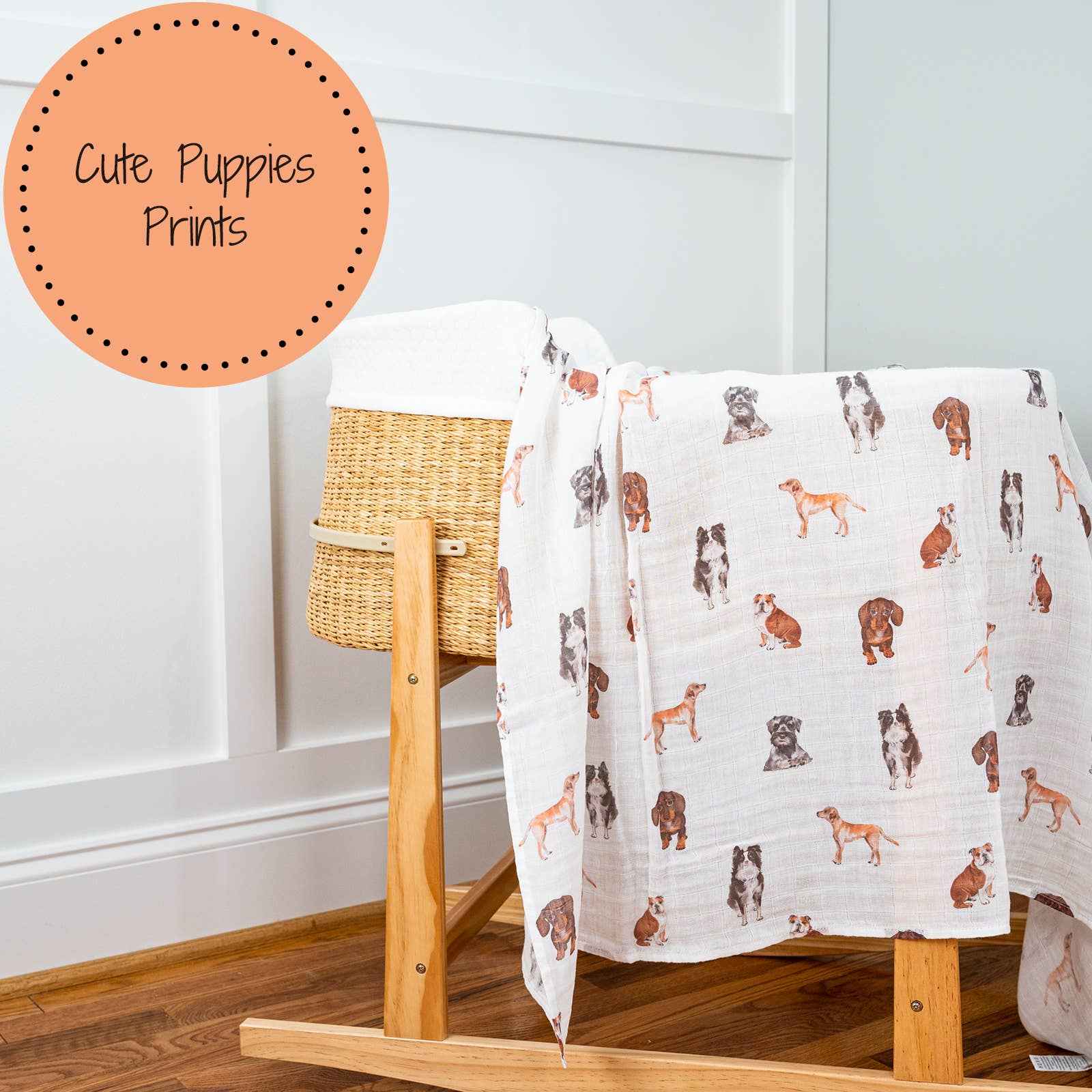LollyBanks - Adorable Dog Print Baby Muslin Swaddle Blanket