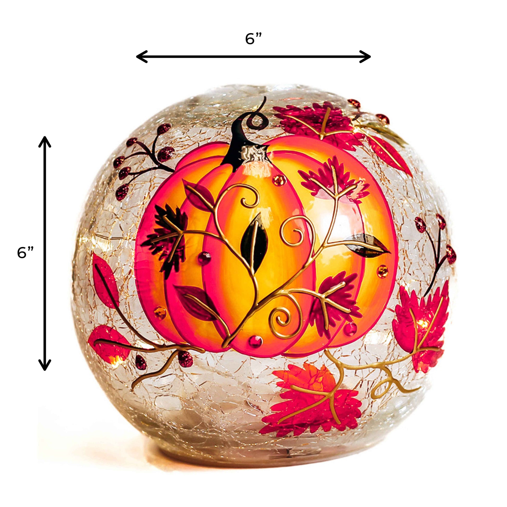 Swirling Pumpkin LED Glass Orb – Fall Autumn Home Decor