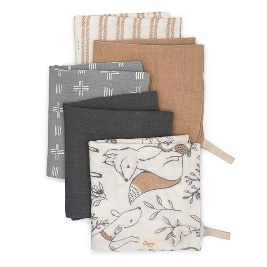 Crane Baby - Ezra 5-pc. Wash Cloth Set (Woodland Animal)