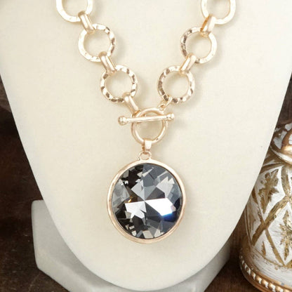 Collar de cadena de anillo grueso con cristal brillante