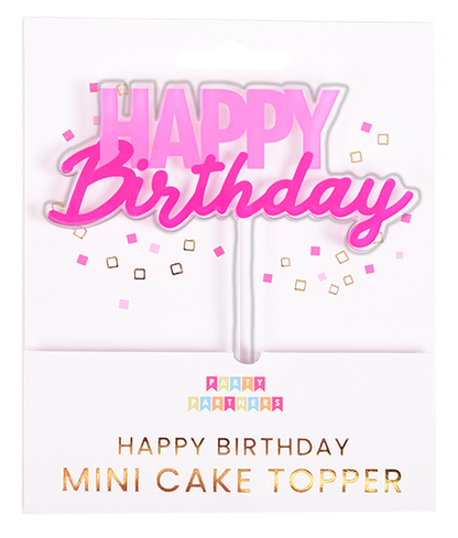 Mini adorno para tarta de feliz cumpleaños en color rosa